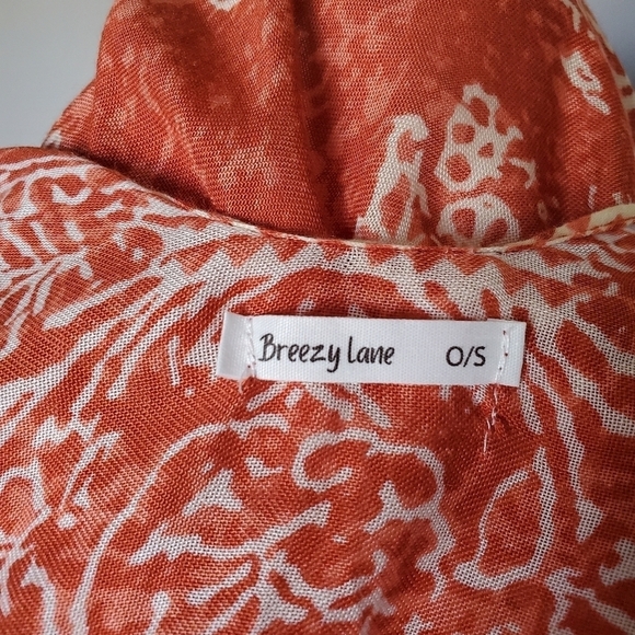 Breezy Lane Paisley Sheer Boho Open Front Kimono Swimsuit Coverup Duster Gypsy - Picture 7 of 10